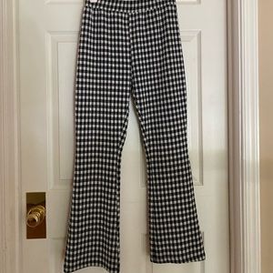 Checkered black and white flare pants, elastic waistband, Urban Outfitters, M